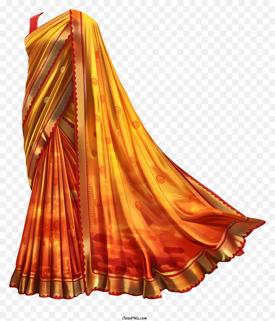 Saree Saree Orange Sari Abbigliamento indiano Golden ricamo blu camicetta blu - Donna in sari arancione con ricamo d'oro
