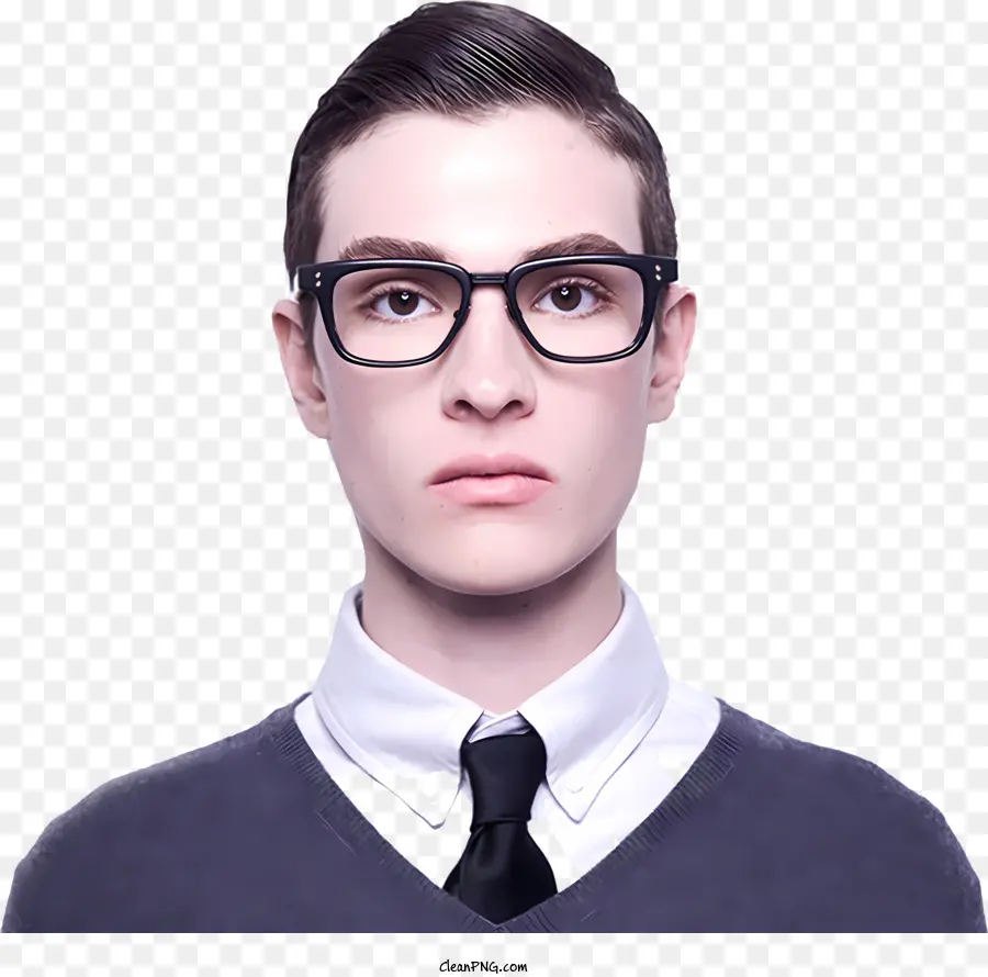 Brille - Formeller Mann in Schwarz -Weiß -Kleidung