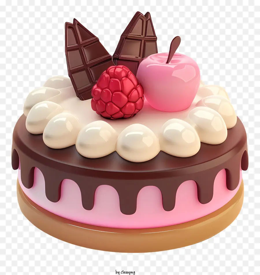Bánh bánh sô cô la bánh ngọt có kem màu hồng - Bánh sô cô la với dâu tây và kem đánh bông