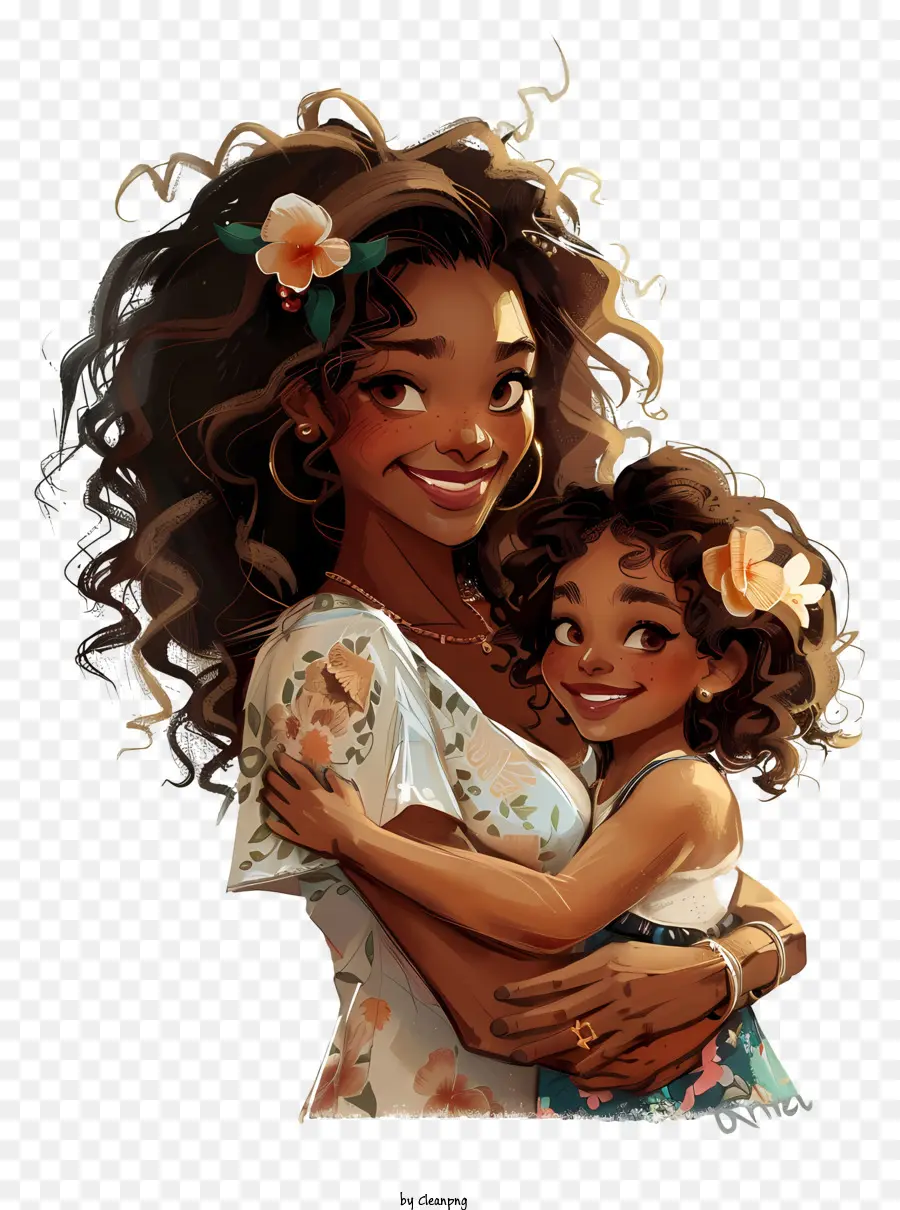 mamma afroamericana madre figlia afro acconciatura - Calore, felicità, amore, legame madre-figlia, discesa africana