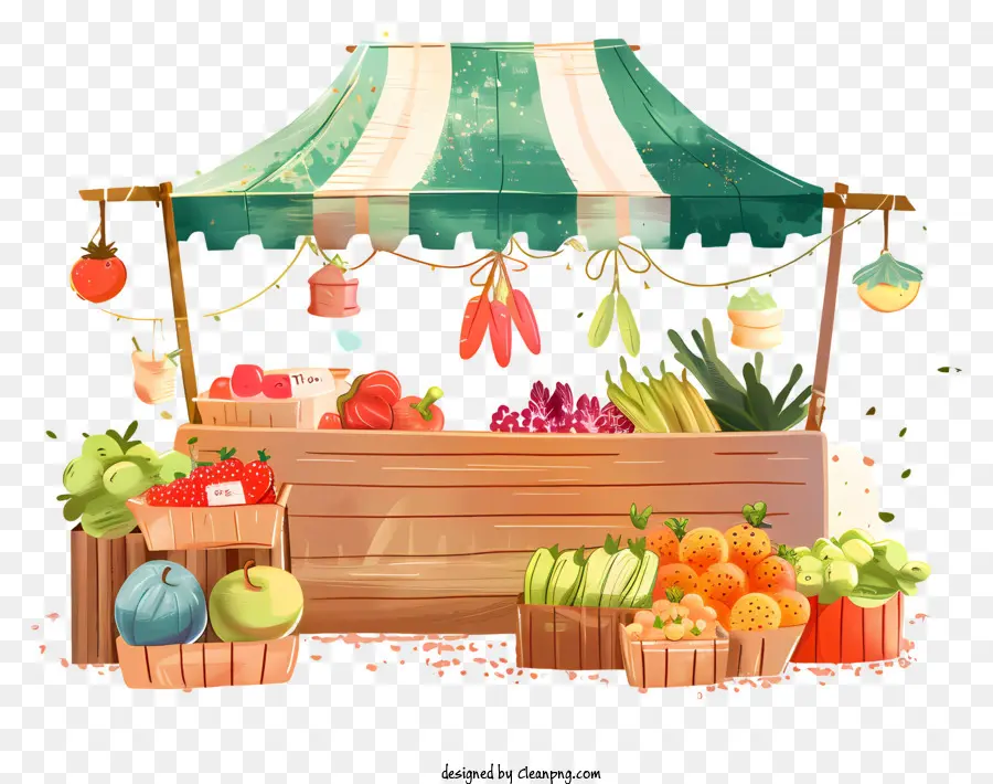 Chợ mùa xuân trái cây đứng trên rau cà chua tươi - Trái cây đầy màu sắc và giá đỡ chay với sản phẩm đa dạng