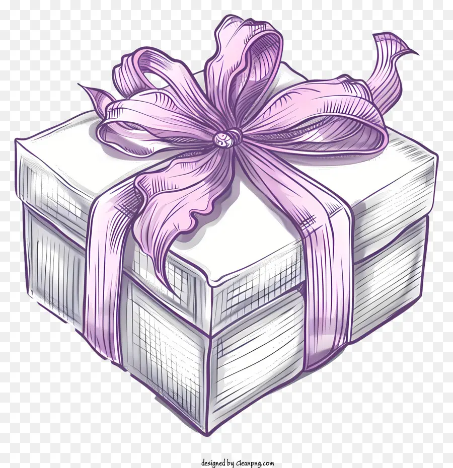 Geschenkbox - Einfache Zeichnung der Geschenkbox mit rosa Bogen