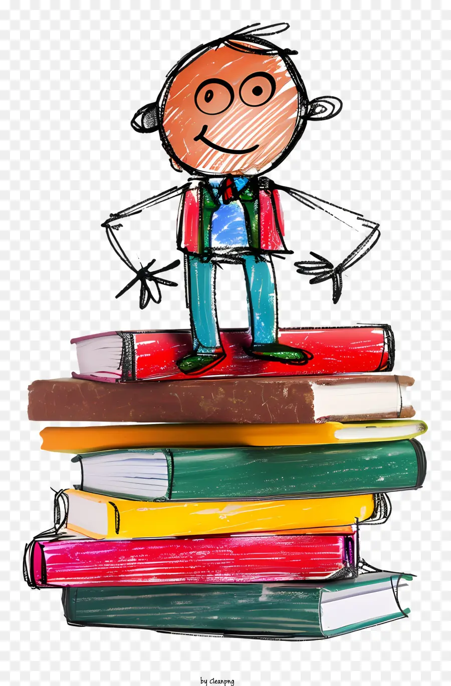 sách thư viện giáo dục đọc sách giáo dục - Người đàn ông trên sách chỉ, mỉm cười, nền đầy màu sắc