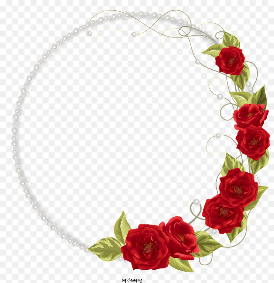 weißes Band - Roter Rosenkranz mit Perlen, elegantes Design