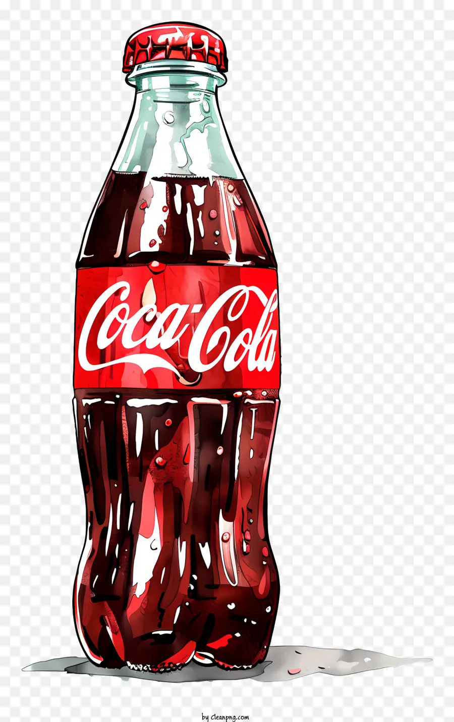 coca cola - Bức tranh chai coca cola trên nền đen
