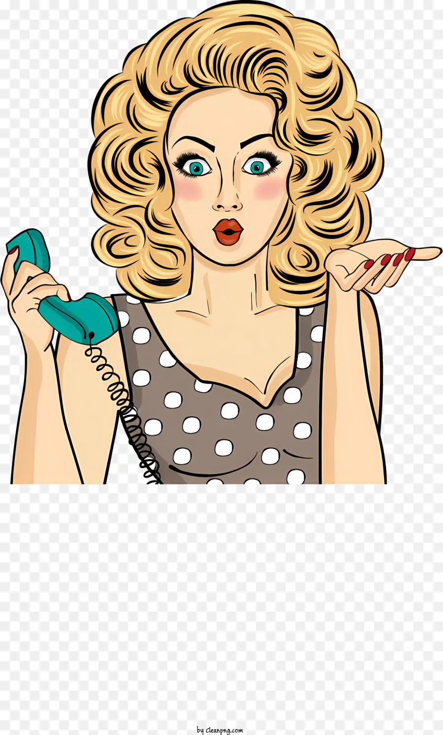 Frau Frau Frau Telefon Telefon - Blonde Frau, die grünen Telefonempfänger hält