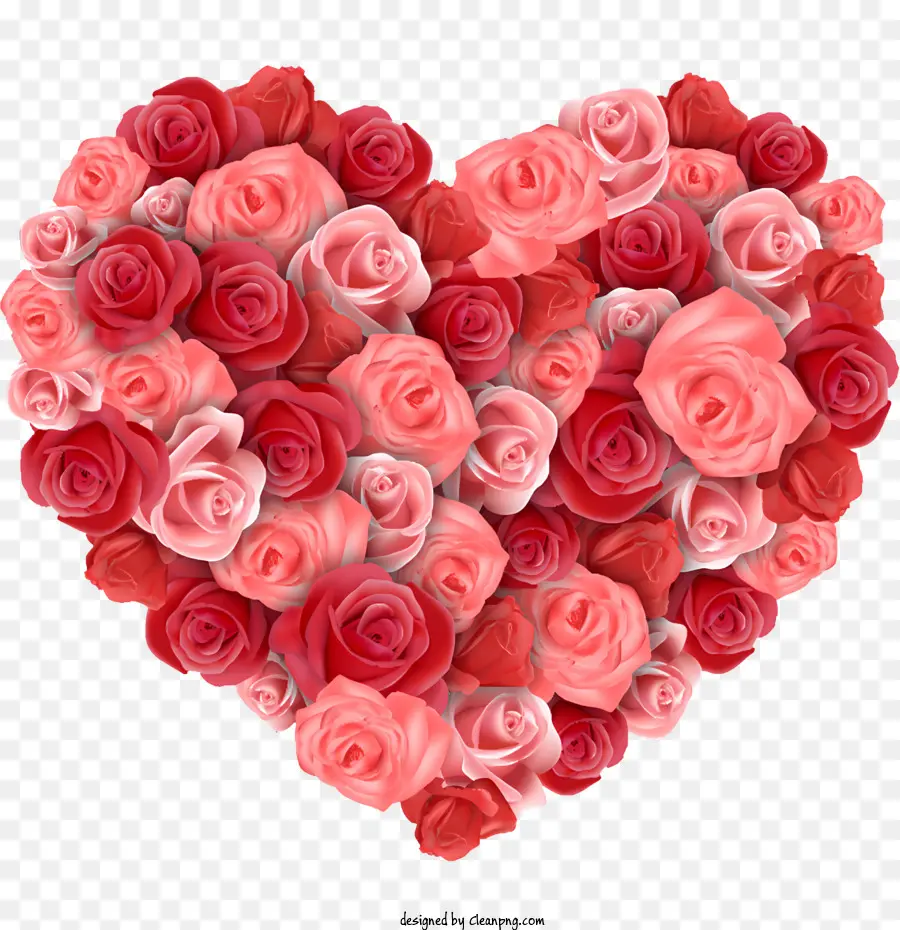 biểu tượng tình yêu - Trái tim làm bằng hoa hồng hồng và đỏ
