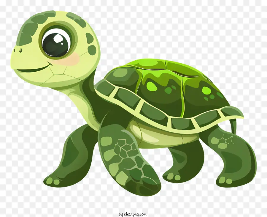 Cartoon Schildkrötengrün stehende Hinterbeine - Grüne Schildkröte stehen mit Kragen auf Hinterbeinen