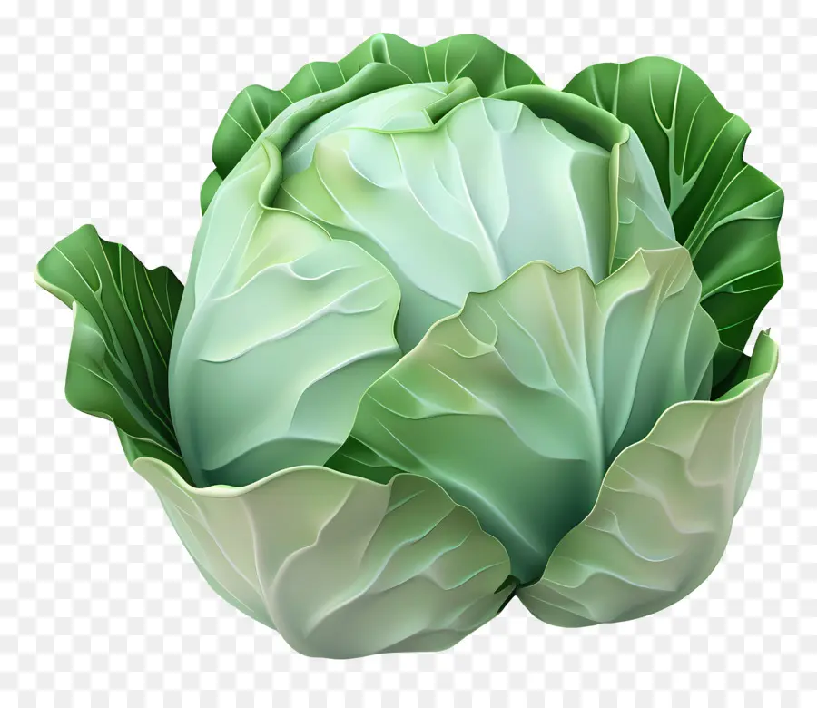 insalata - Testa di lattuga verde realistica con foglie chiuse