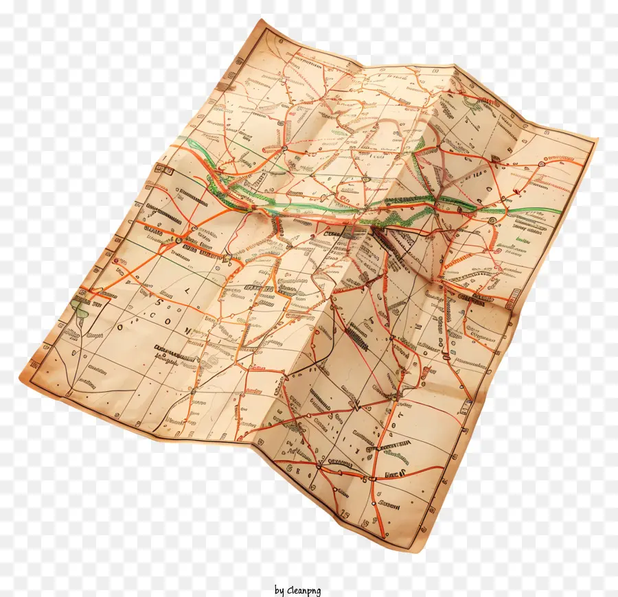 Đọc một ngày bản đồ đường bản đồ cổ điển của các thị trấn giấy màu nâu - Bản đồ cổ điển trên giấy nâu, không có nhãn