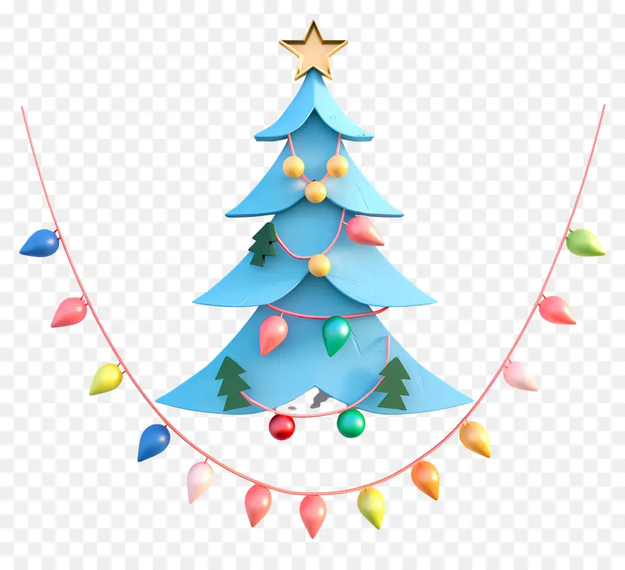 Weihnachtszierde - Buntes Papier Weihnachtsbaum mit Ornamenten