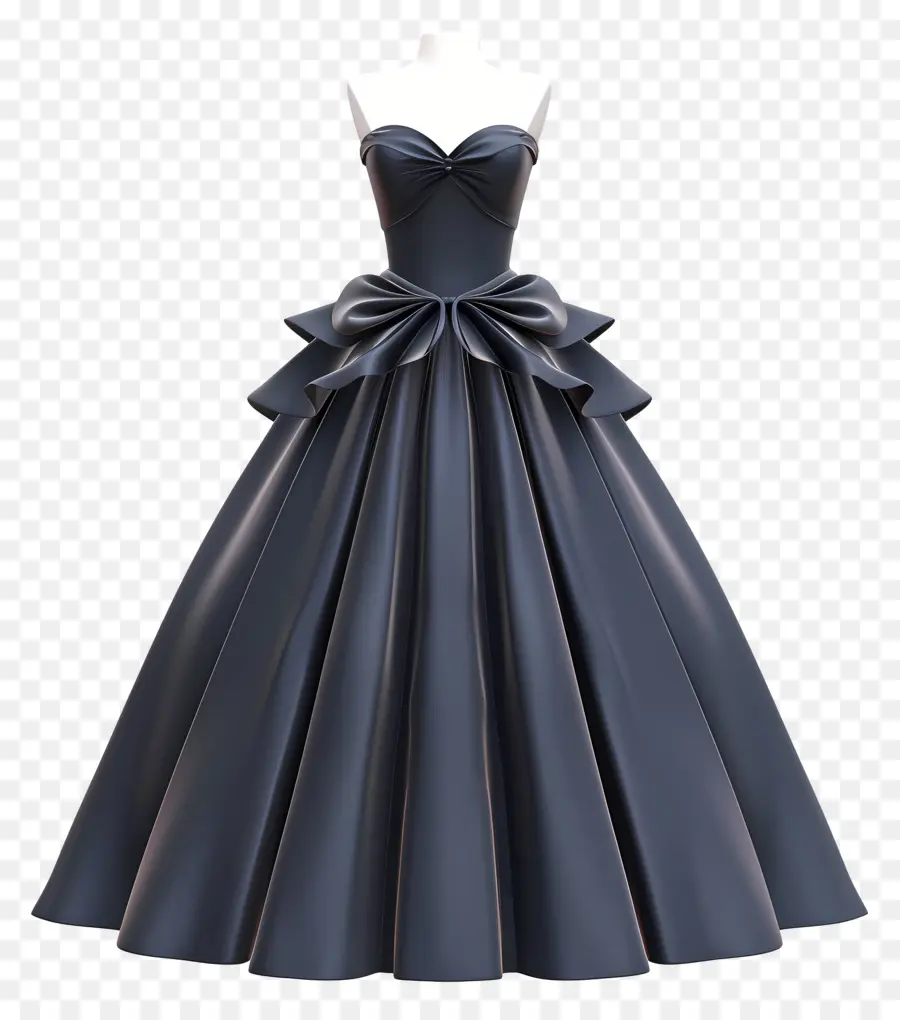 Ballkleid schwarzer Abendkleid Bogen Detail Langarmer hoher Ausschnitt - Schwarzes Abendkleid mit Bogen, langen Ärmeln