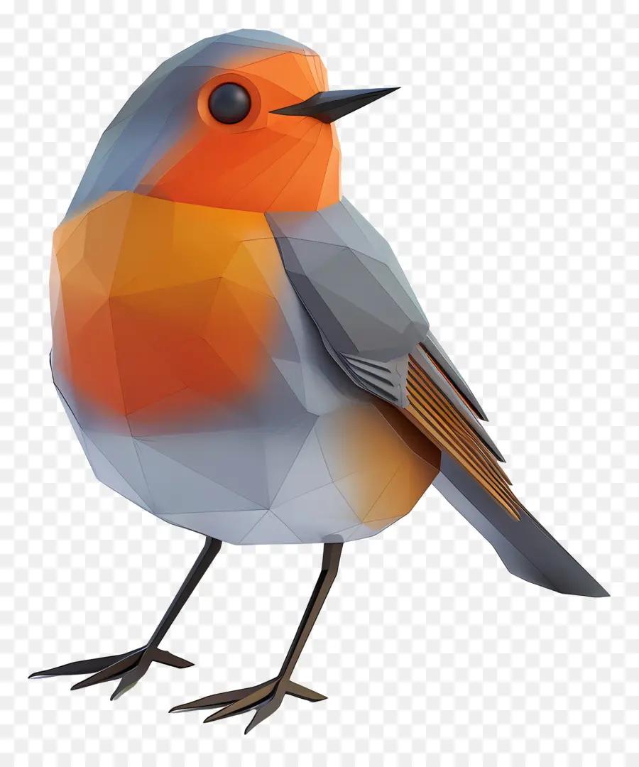 Robin Robin Low Polygon Count Bird Bright Orange - Minh họa kỹ thuật số thấp của một con chim Robin