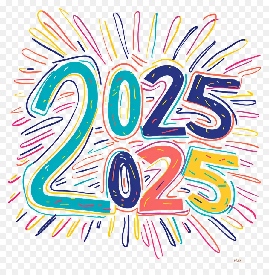 Capodanno 2024 Verde rosso blu giallo - Design colorato e vibrante per il calendario 2025
