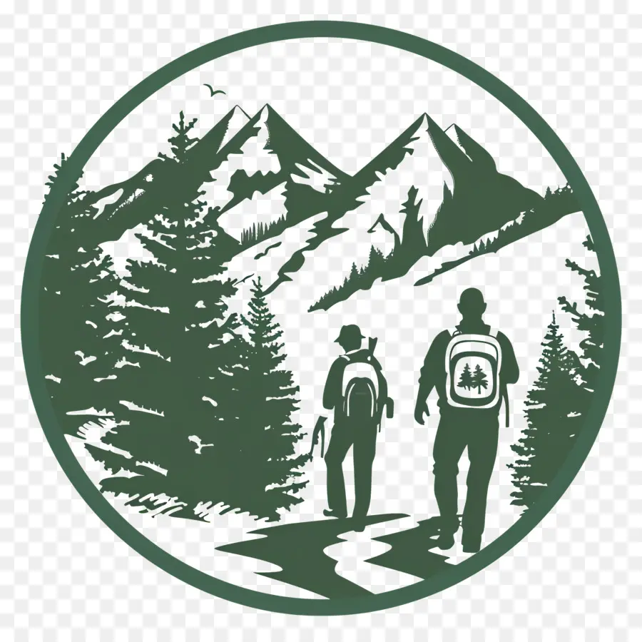 Celebrate Trails Day Excinger Mountains Trail Nature - Escursionisti che attraversano Mountain Trail con zaini