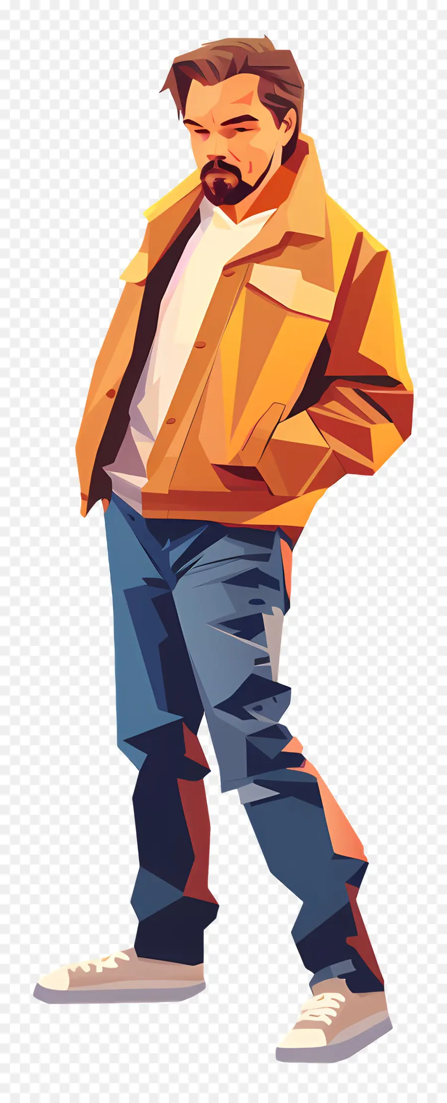 Leonardo dicaprio áo khoác denim jeans tay trong túi râu - Người đàn ông mặc áo khoác denim và quần jean nhìn xuống