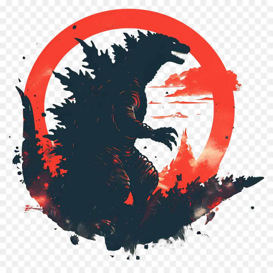 Godzilla Godzilla malt dunkle launisch - Launische Gemälde von Godzilla, mysteriös und mächtig