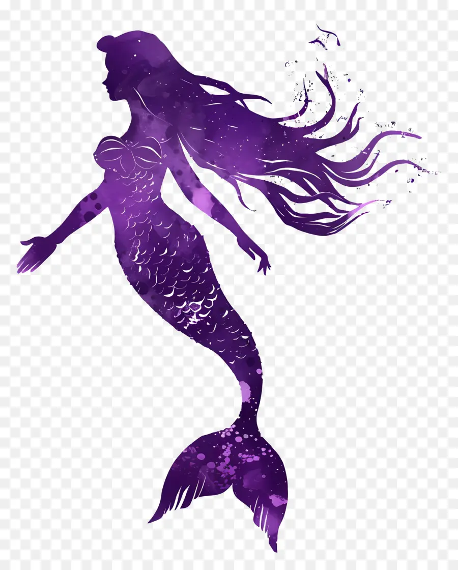 sirenetta silhouette sirenetta silhouette viola nero - Elegante design di silhouette sirena in viola