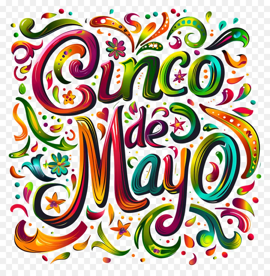Kiểu chữ Cinco de Mayo Mexico đầy màu sắc - Kiểu chữ theo chủ đề Mexico đầy màu sắc cho Cinco de Mayo