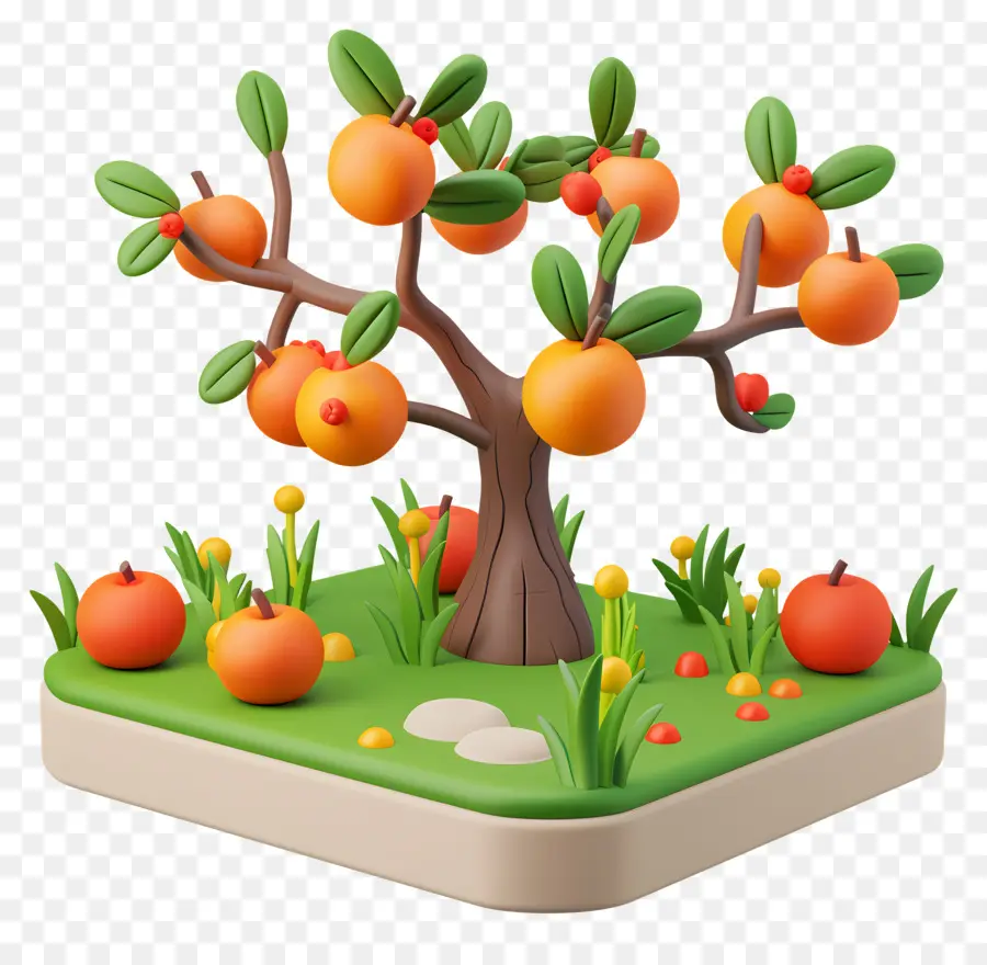 albero di arancio - Rendering 3d di arancione con frutta