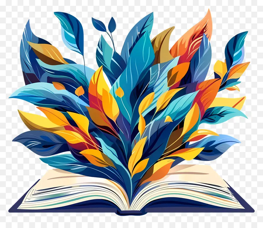 cuốn sách mở - Sách mở sôi động với những chiếc lá đầy màu sắc