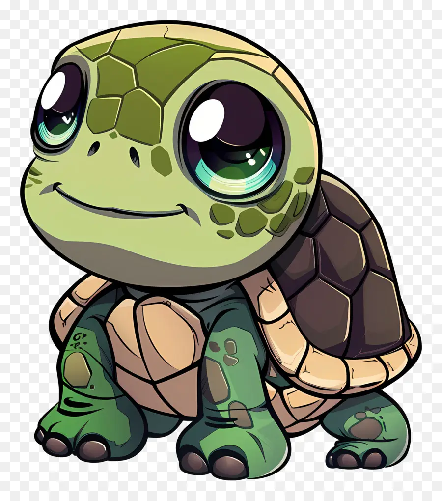 Cartoon Turtle Turtle Reptile süße Wildtiere - Freundliche grüne Schildkröte mit langen Wimpern