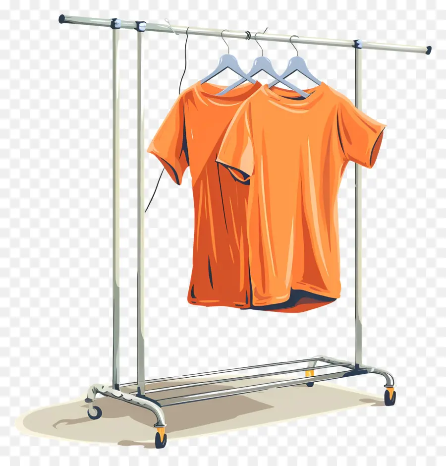 camicie arancione arancione per abbigliamento tessuto in tessuto rastrellino raggine - Due camicie arancioni su portabia