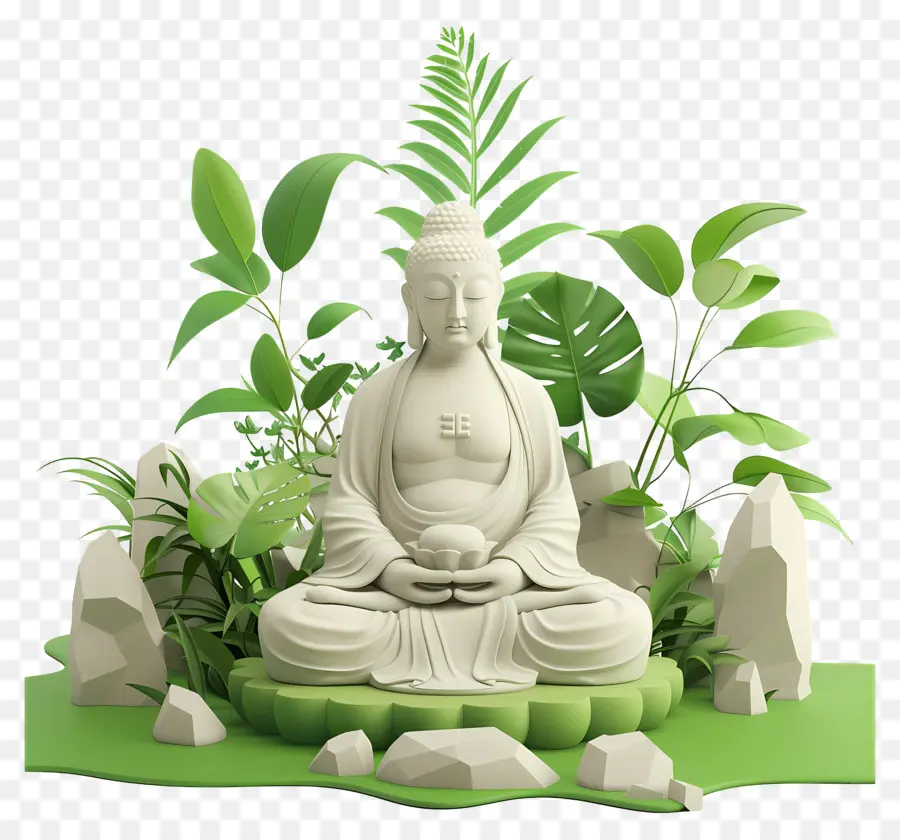 Giardino Giornato di meditazione Buddha Meditazione di meditazione in marmo bianco - Statue di Buddha in pacifico giardino
