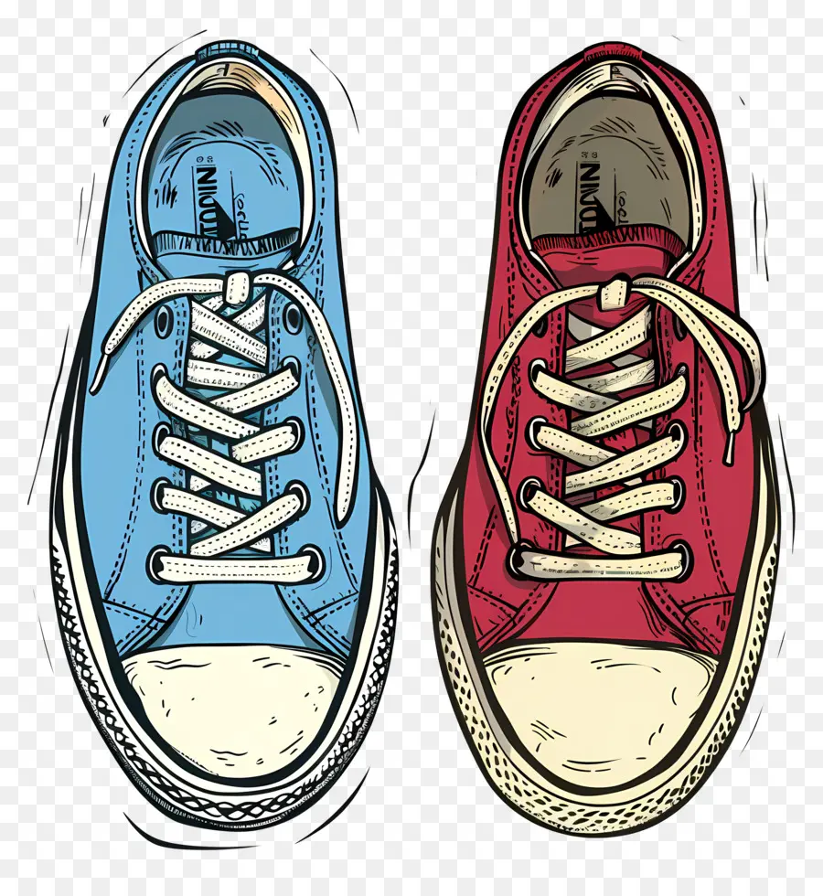 scarpe lacci in pelle blu rosso - Scarpe rosse e blu su sfondo nero