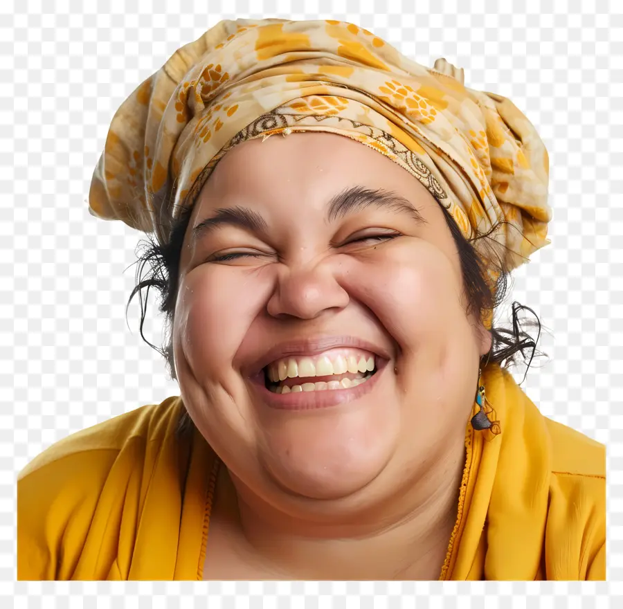 Donna grassa Happy Smiling Woman Headband - Donna felice pronta per l'avventura, sorridendo ampiamente