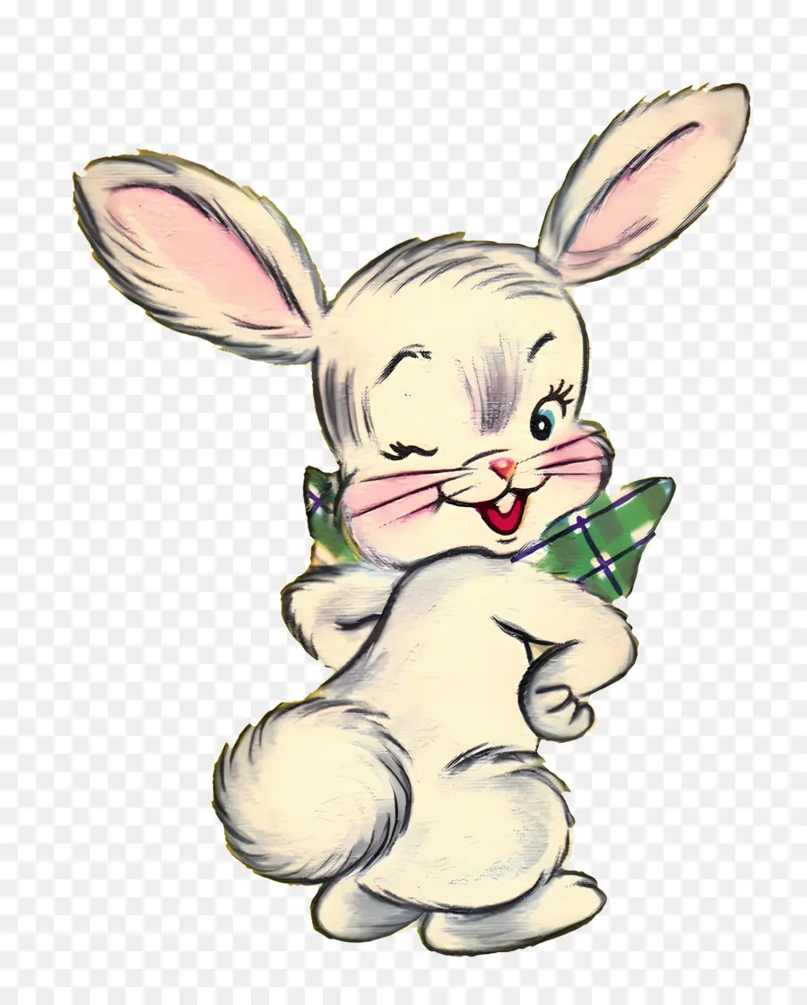 thỏ Phục Sinh - Chú thỏ trắng vui vẻ với cây cung màu xanh lá cây