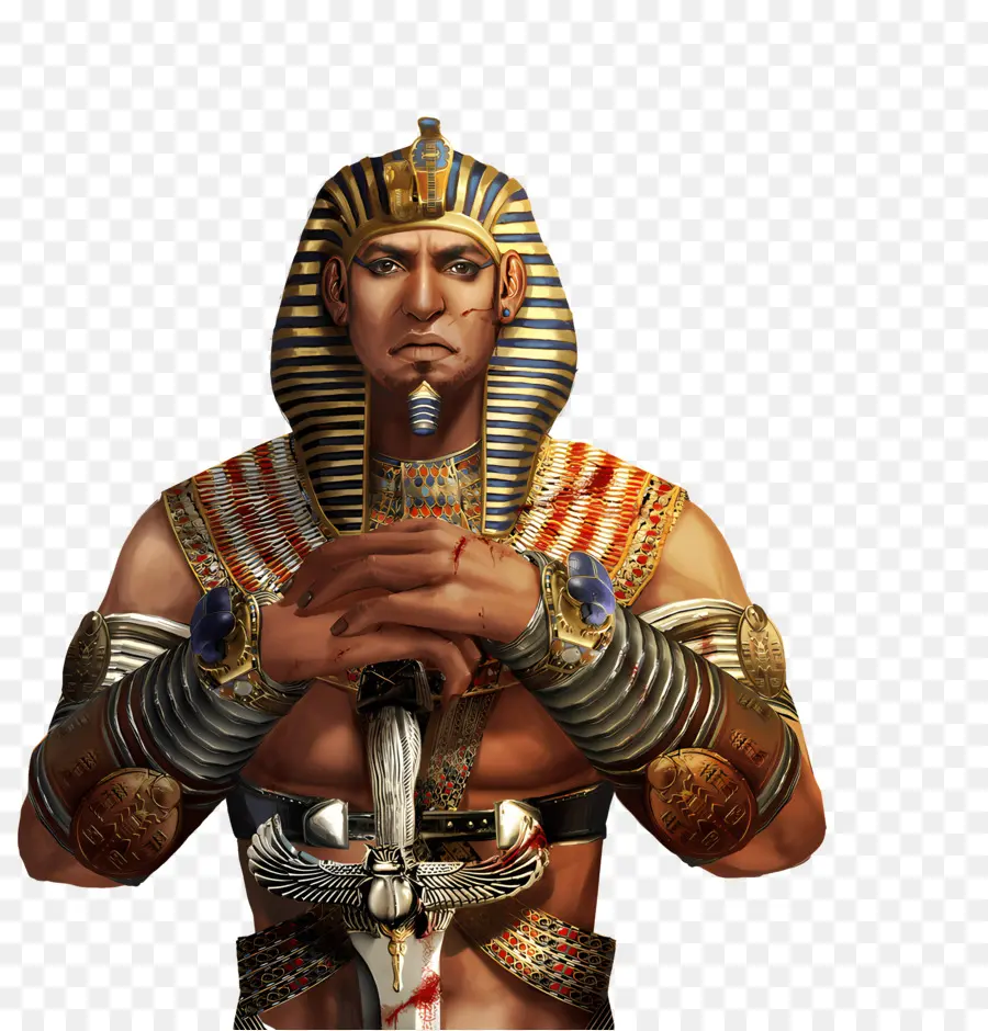 pharaoh - Chiến binh Ai Cập với thanh kiếm và đồ trang trí vàng