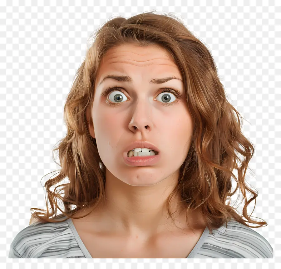 confused woman surprised shocked facial expression blonde hair