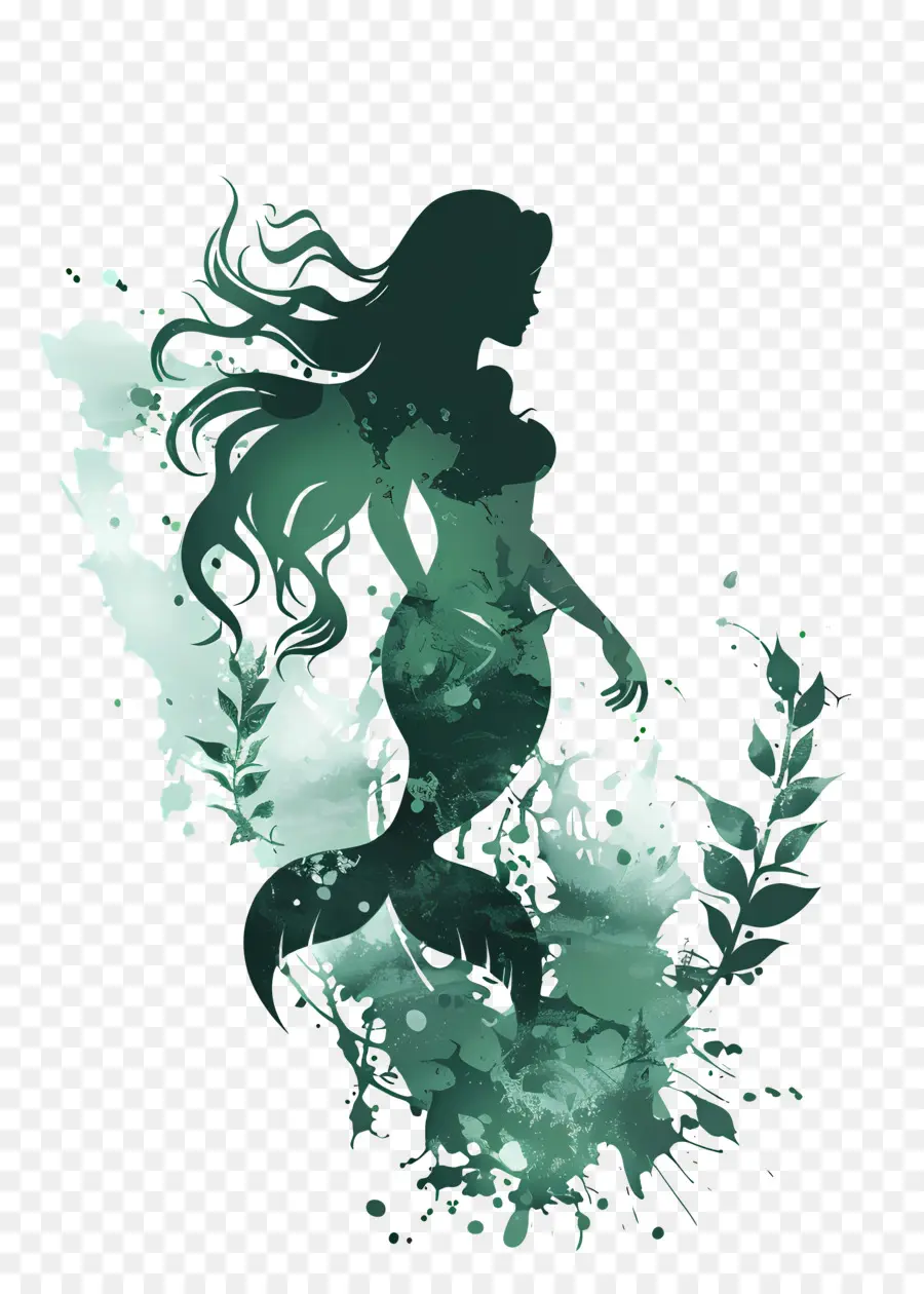 sirenetta silhouette sirenetta silhouette acqua lunga - Silhouette di sirena che balla in acqua pacifica
