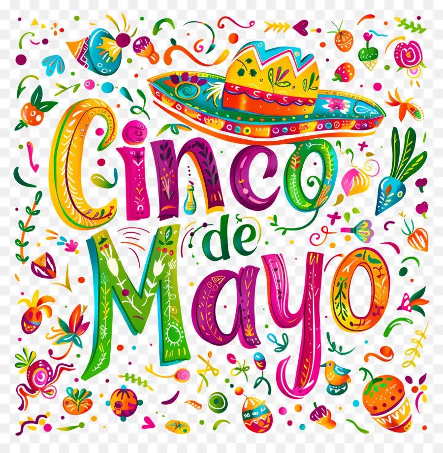 Five Fiesta Mexikanische Feiertagsfeier - Farbenfrohe, festliche Szene für Cinco de Mayo