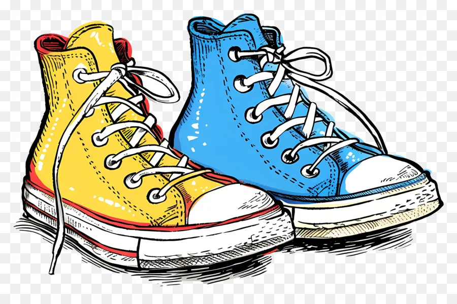 conversare logo - Sneaker in alto blu e giallo vintage