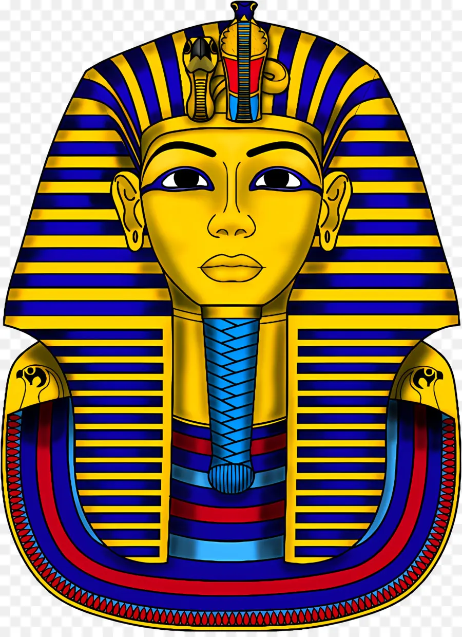 pharaoh - Khuôn mặt của Pharaoh với các sọc màu xanh/vàng đơn giản