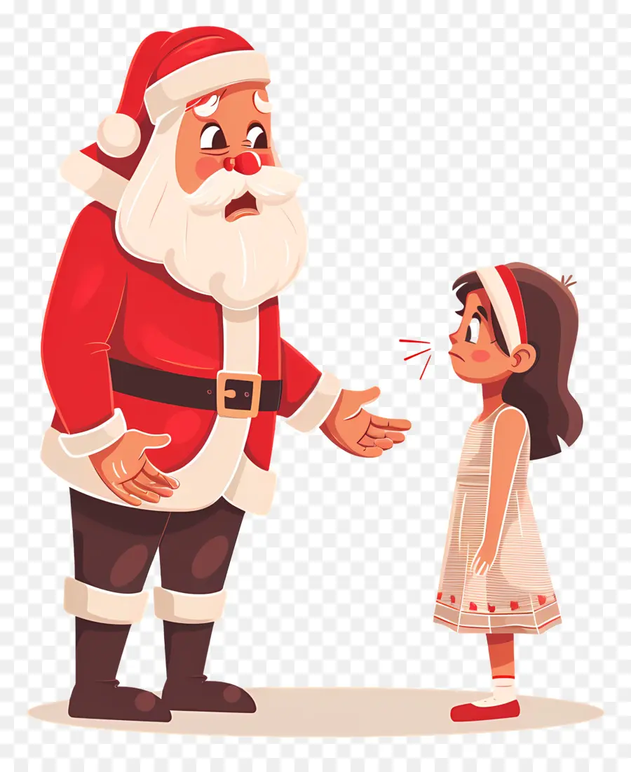 babbo natale - Cartoon Babbo Natale e ragazza che sorridono insieme