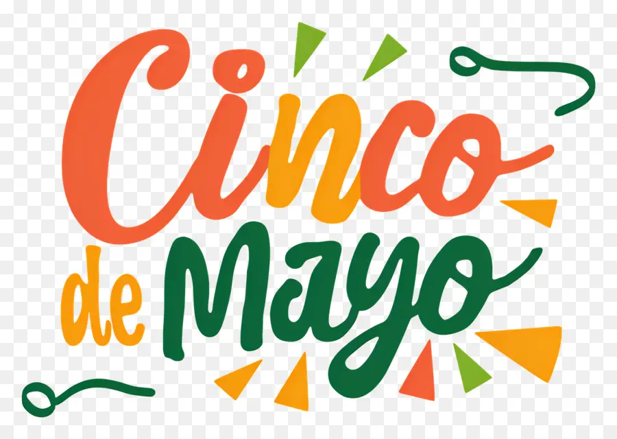 Orange - Buntes Cinco de Mayo Text auf schwarzem Hintergrund