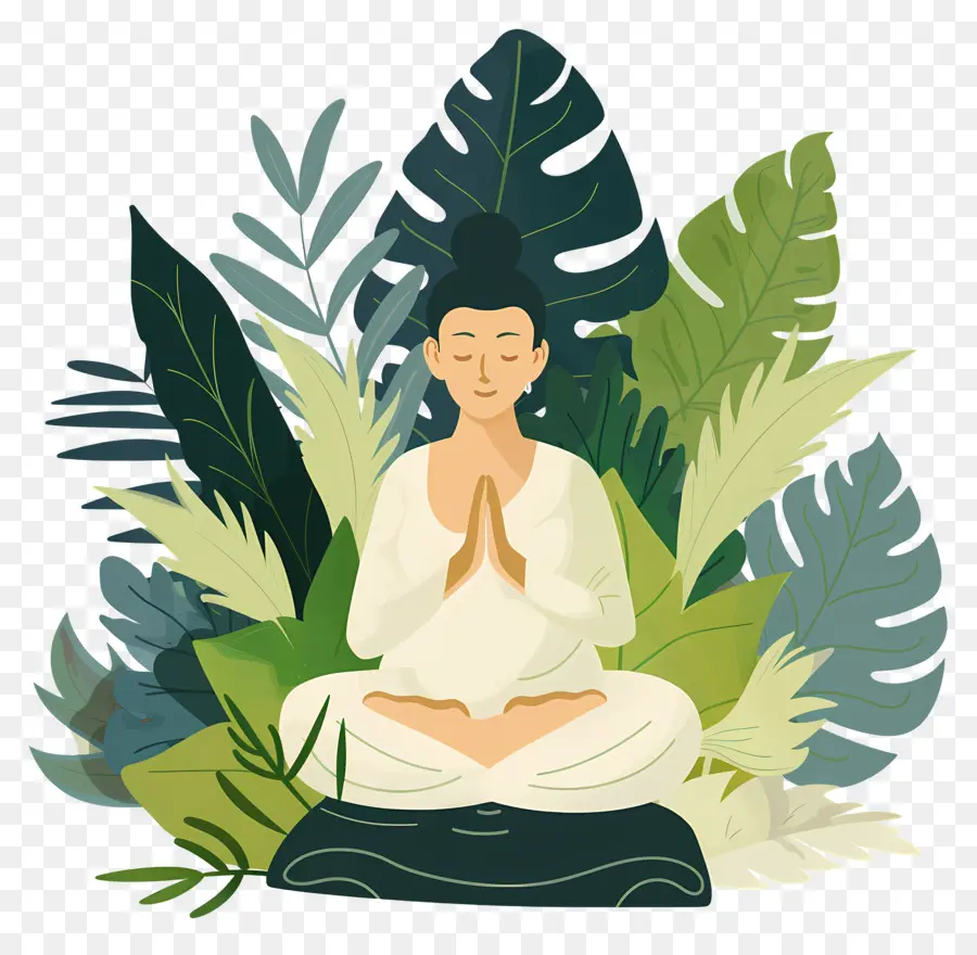 Gartenmeditationstag Meditation Yoga Entspannung Natur - Person in Lotus Position in Dschungel gelassen