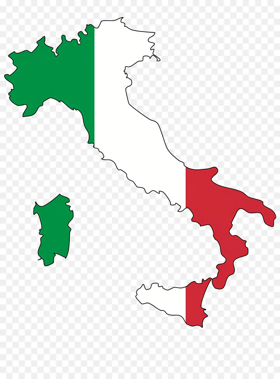 Italien Kartenflagge grün weiß - Italienische Flaggenfarben auf Kartenumriss