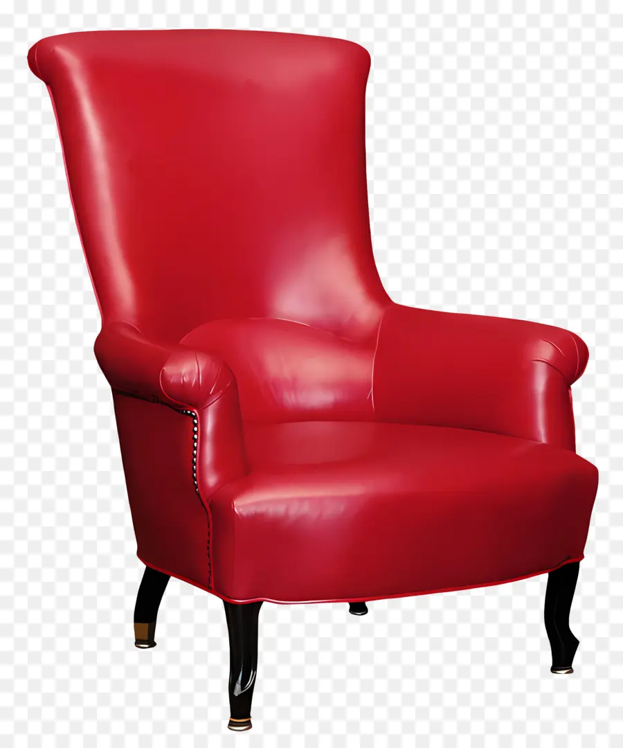 Sofa bequeme Stuhlmöbel rot Leder Sessel gepolsterte Sitzgelegenheiten - Rot Ledersessel mit hölzernen Beinen gepolstert