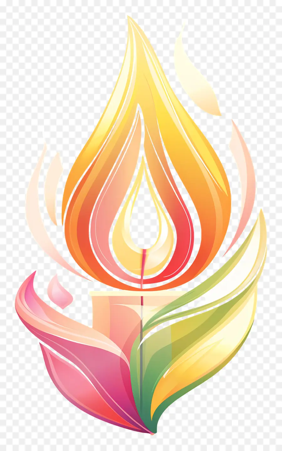 Erneuerungstag Kerzenflamme glühende Farben - Leuchte Kerze mit tanzenden Flammen, farbenfrohes Design