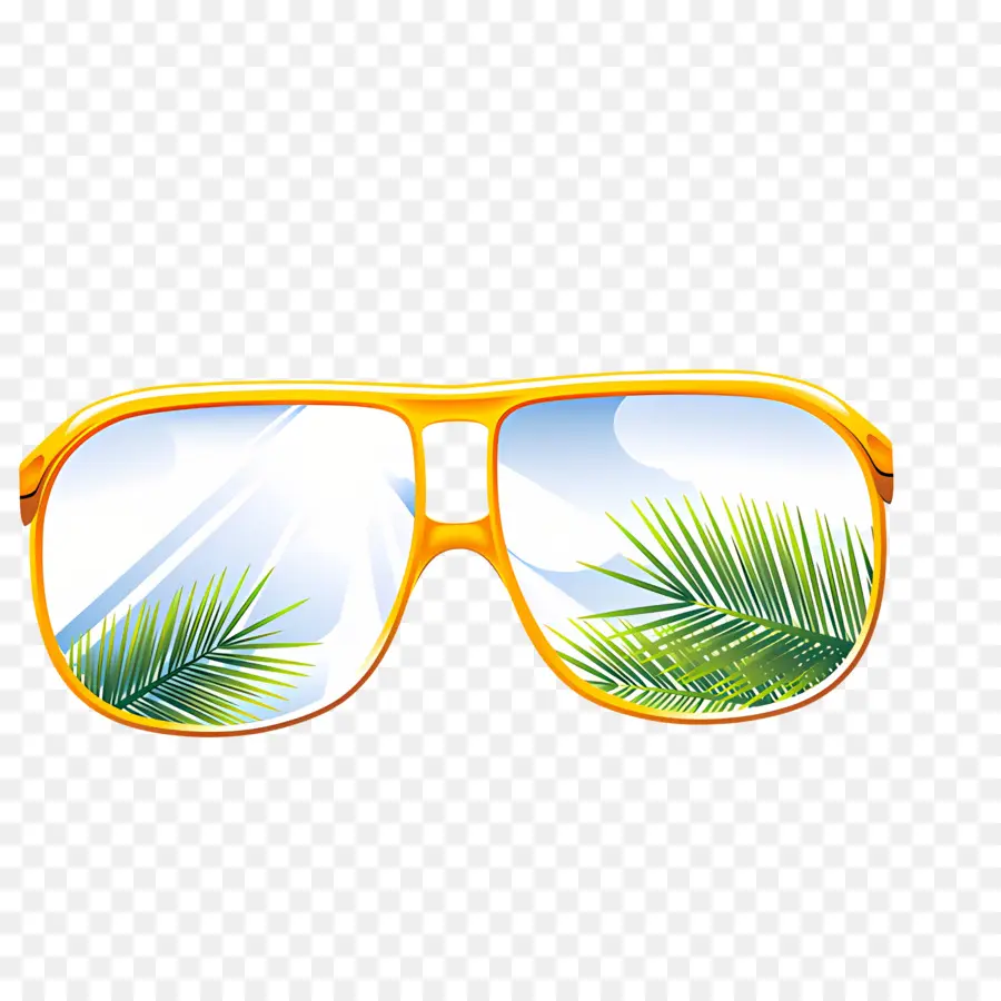 Palmblätter - Gelb getönte Sonnenbrillen mit tropischen Palmenblättern