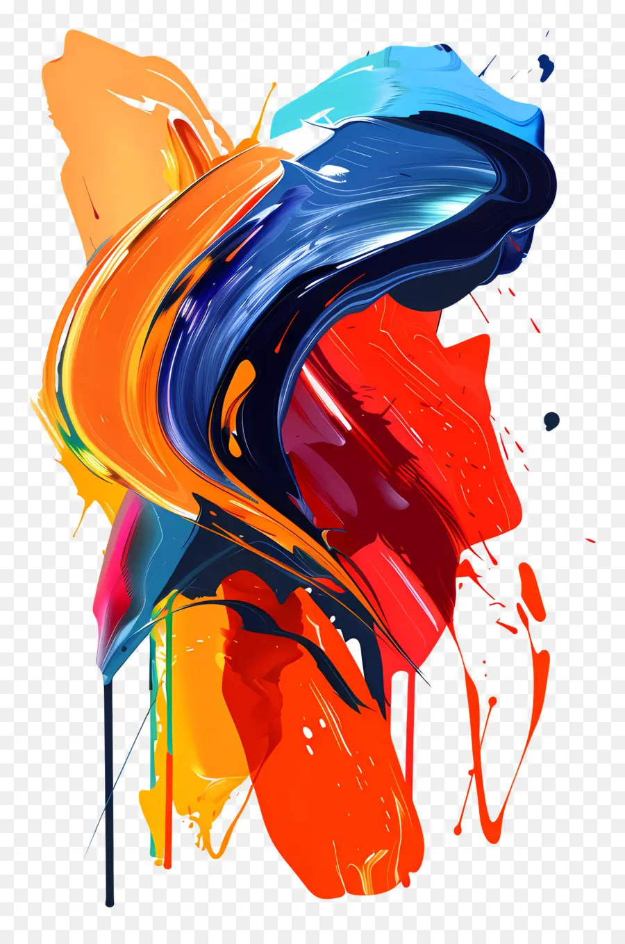 Farbfarbe abstrakte Kunst farbenfrohe Malerei lebendige Farben Pinselstriche - Dynamisches, lebendiges abstraktes Gemälde auf schwarzem Hintergrund
