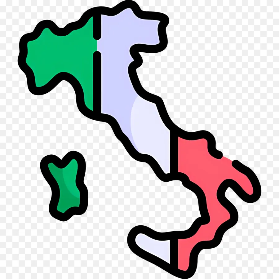 mappa italiana bandiera della mappa italiana dell'Italia regioni bandiera di Italia - Mappa d'Italia con sfondo della bandiera tricolore