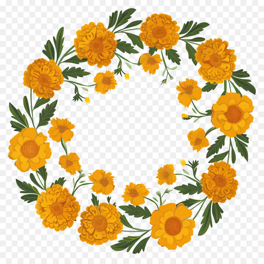 marigold garland marigold wreath floral arrangement decorative wreath orange flowers