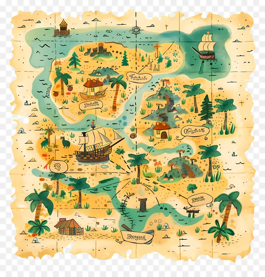treasure map pirate map adventurous landmarks fictional world map treasure hunt