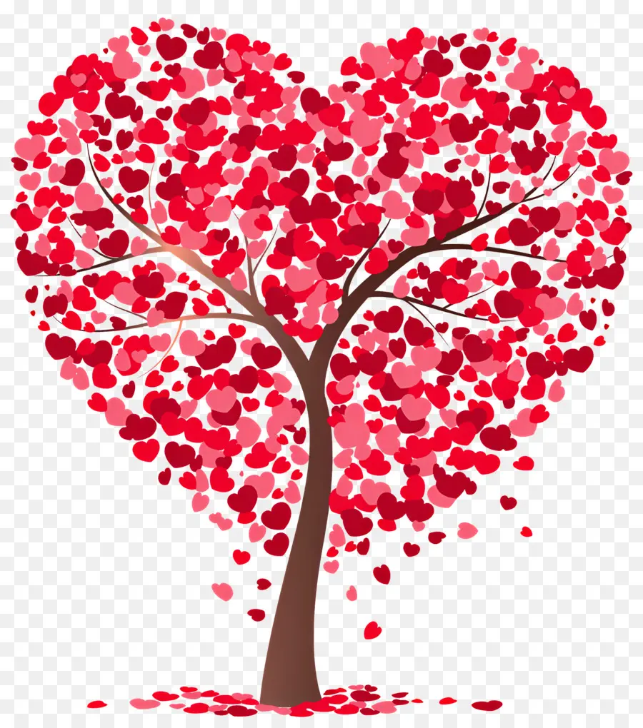 love heart heart shaped tree red leaves pink blossoms