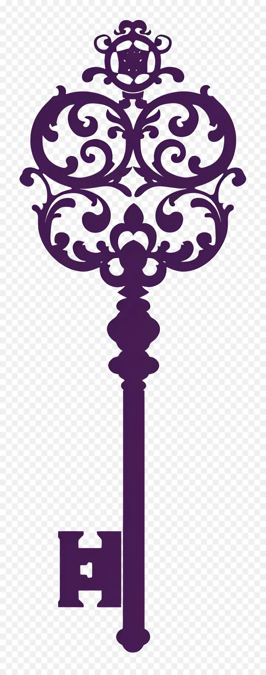Key Forte Key Gothic Design Geschnitztes Schlüsselmärchenschlüssel - Kompliziertes lila, kunstvolles gotisches Schlüsseldesign